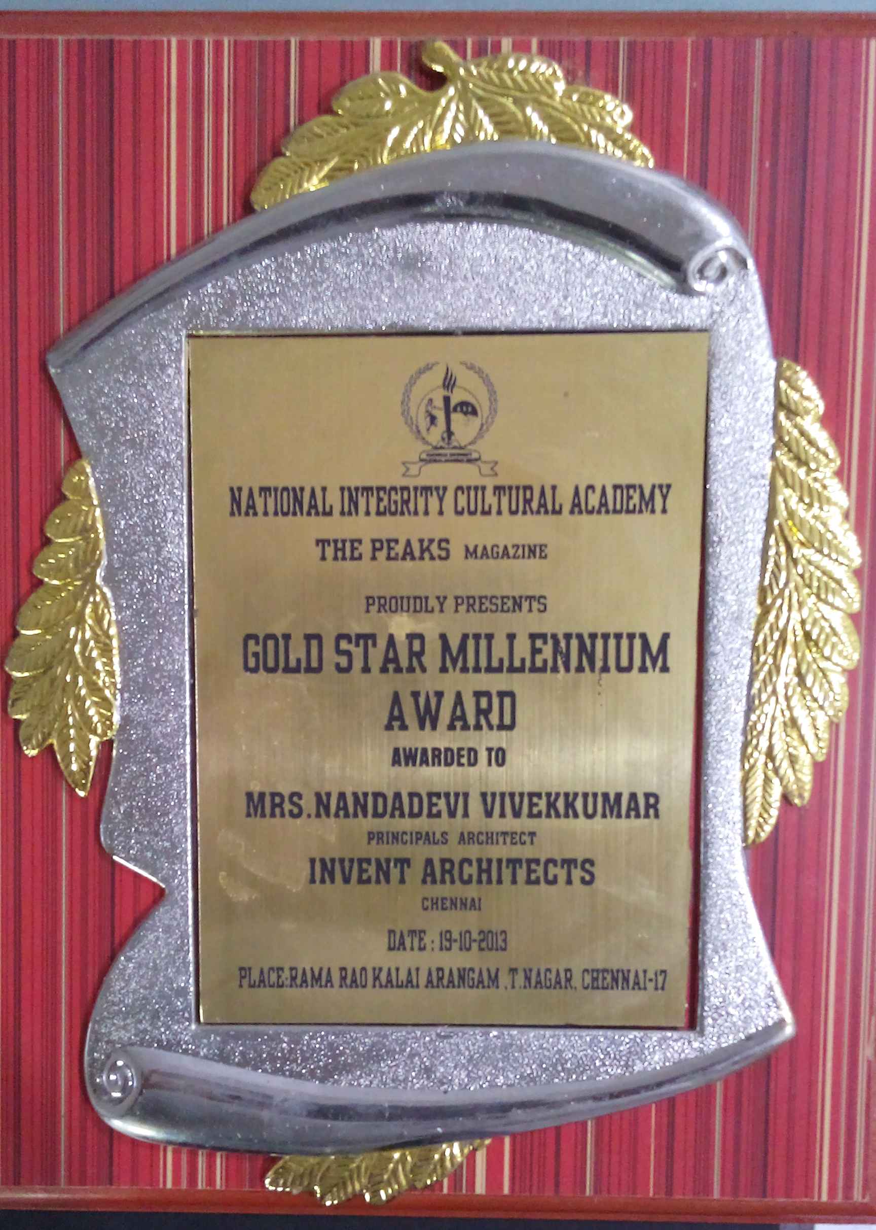 Gold star millennium award in adyar Chennai